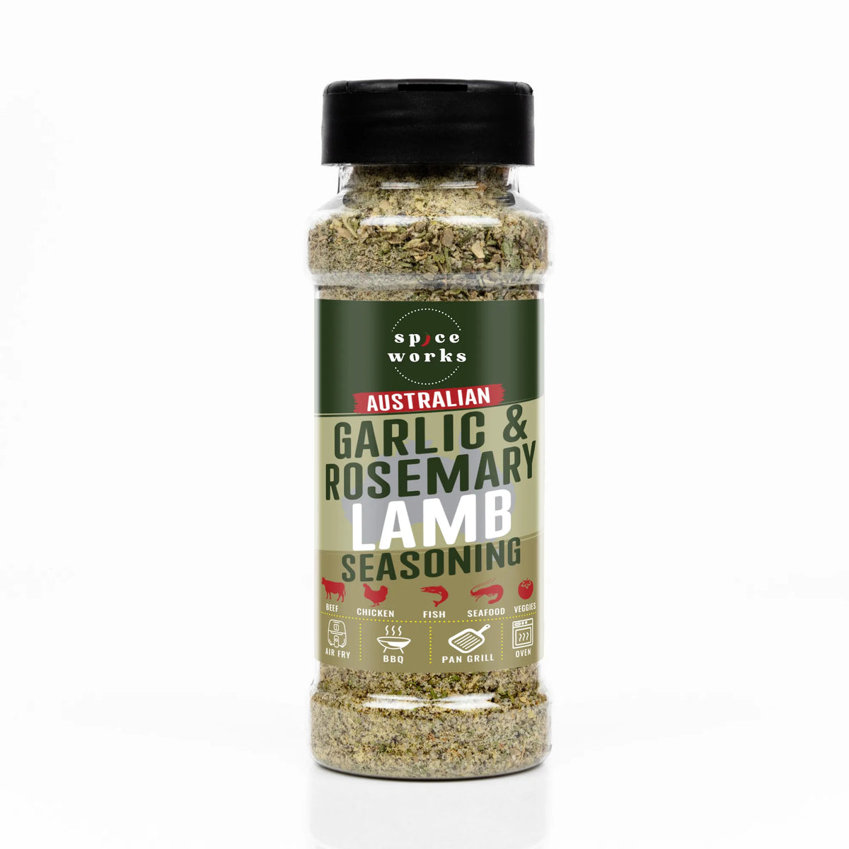 Spiceworks Garlic & Rosemary Lamb Seasoning 120g bottle
