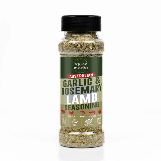 Spiceworks Garlic & Rosemary Lamb Seasoning 120g bottle