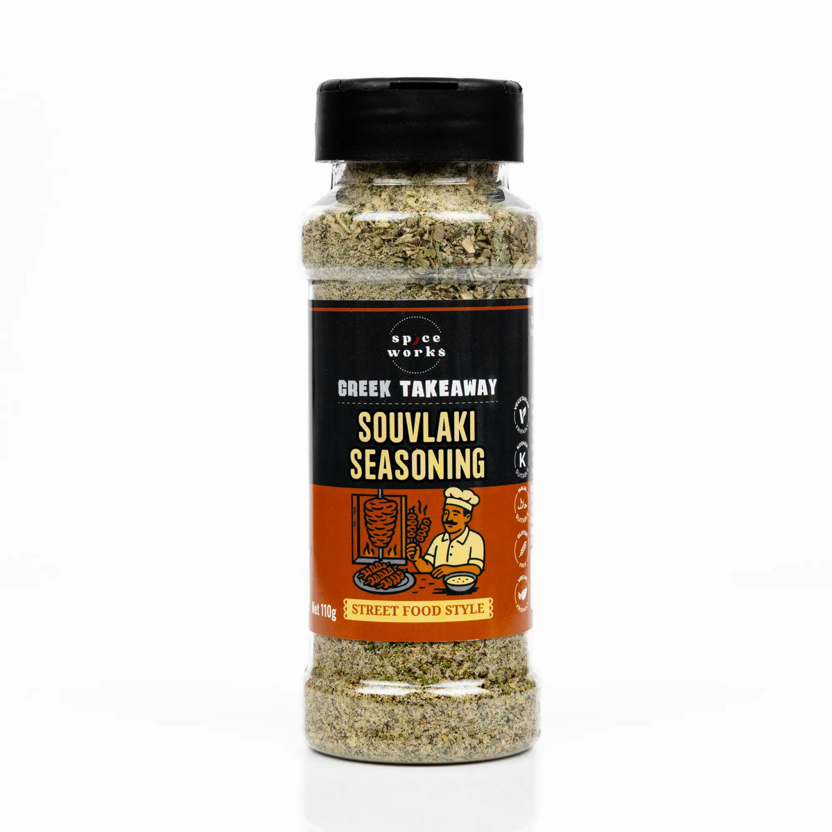 Spiceworks Greek Takeaway Souvlaki Seasoning 110g bottle