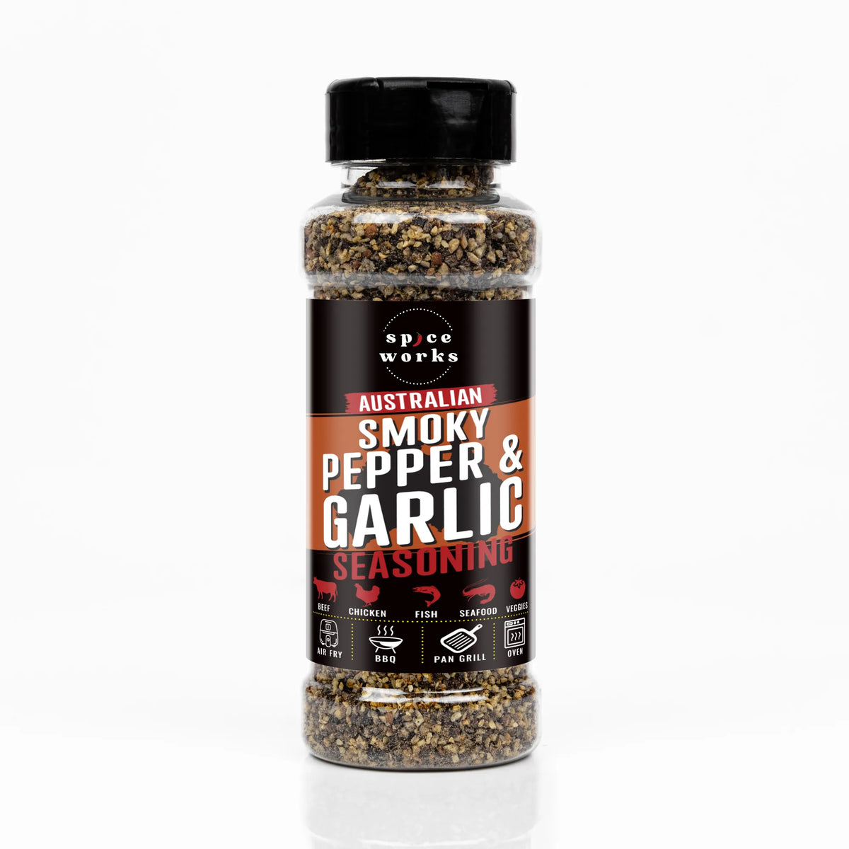 Spiceworks Smoky Pepper & Garlic Seasoning 125g bottle